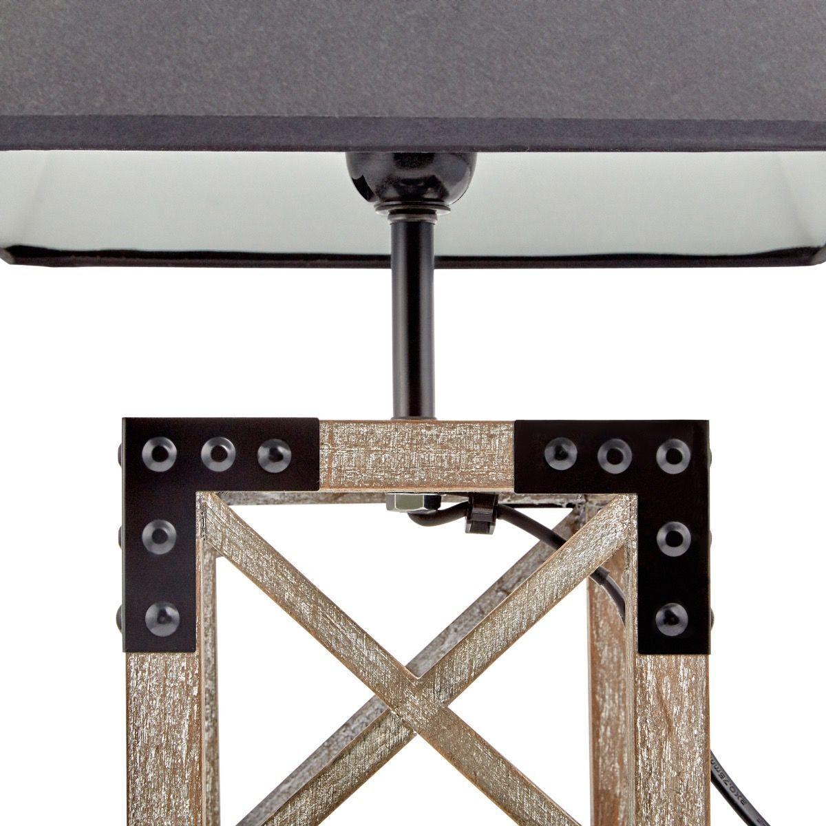 Designer Wooden TABLE LAMP Modern Rustic Geo Industrial Retro Desk Light - Harrogates