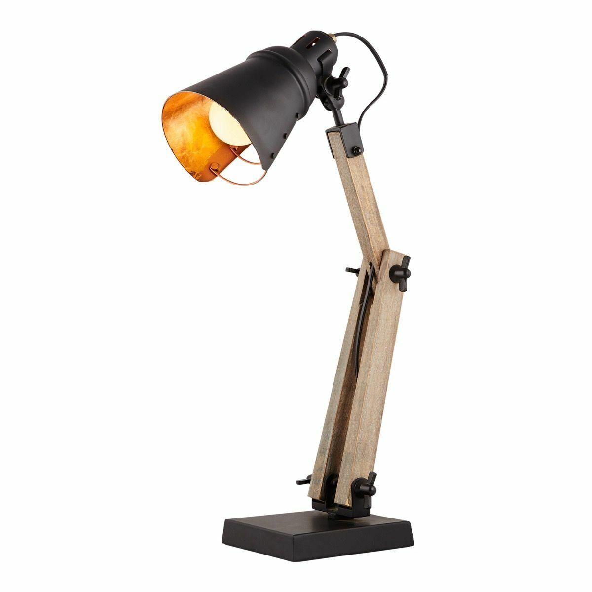 Scandi Modern Natural Wooden Table Lamp Rustic Retro Designer Vintage Light - Harrogates