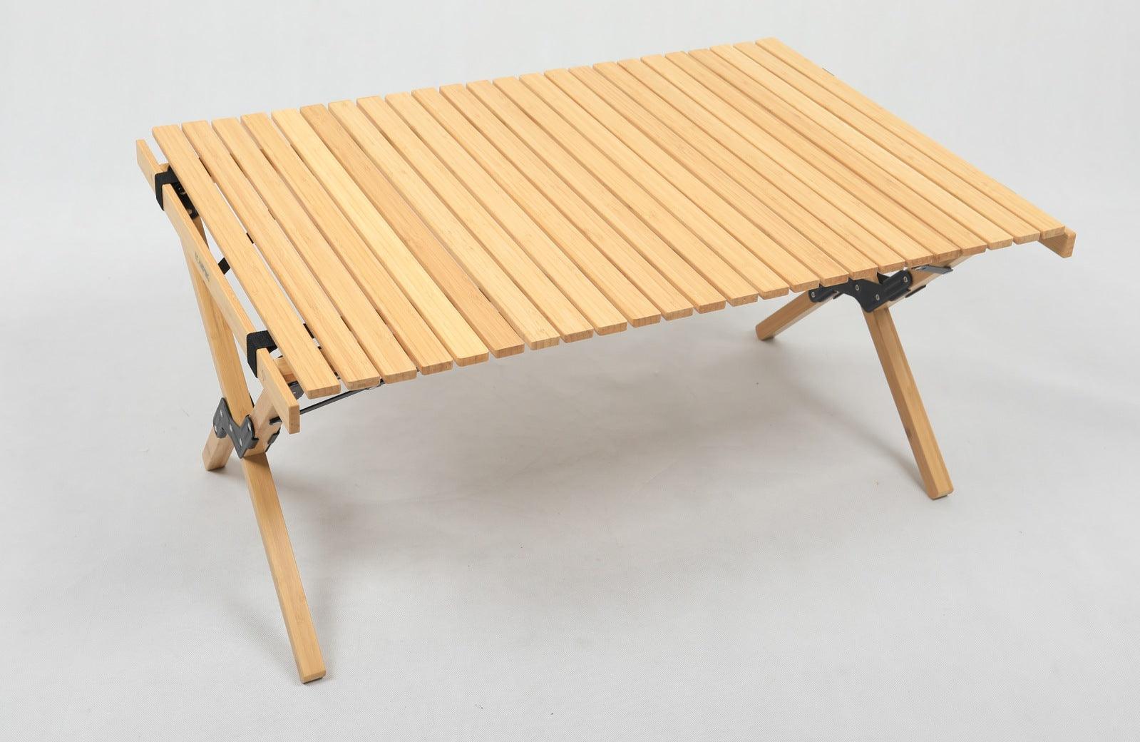 Folding Camping Table Bamboo Roll Up Portable Outdoor Picnic BBQ Desk Beach - Harrogates