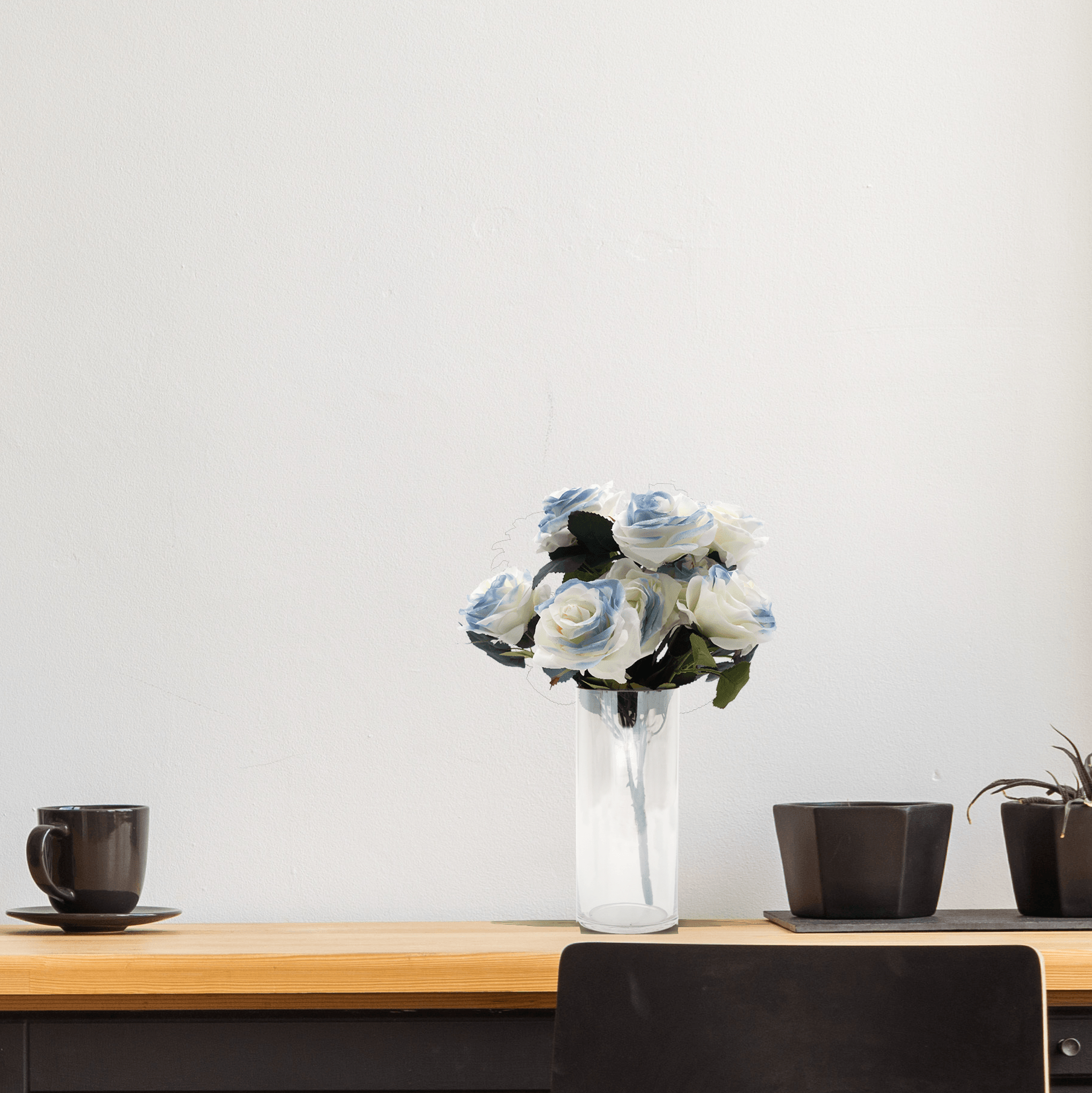 Faux Rose Bouquet Stem blue - Harrogates