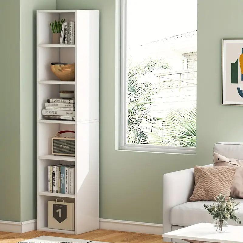 NNETMLT 6-Tier Cube Display Shelves for Home Office - 70.9 Inch Tall Narrow Bookcase - Harrogates