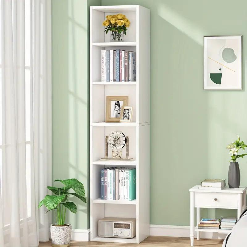 NNETMLT 6-Tier Cube Display Shelves for Home Office - 70.9 Inch Tall Narrow Bookcase - Harrogates
