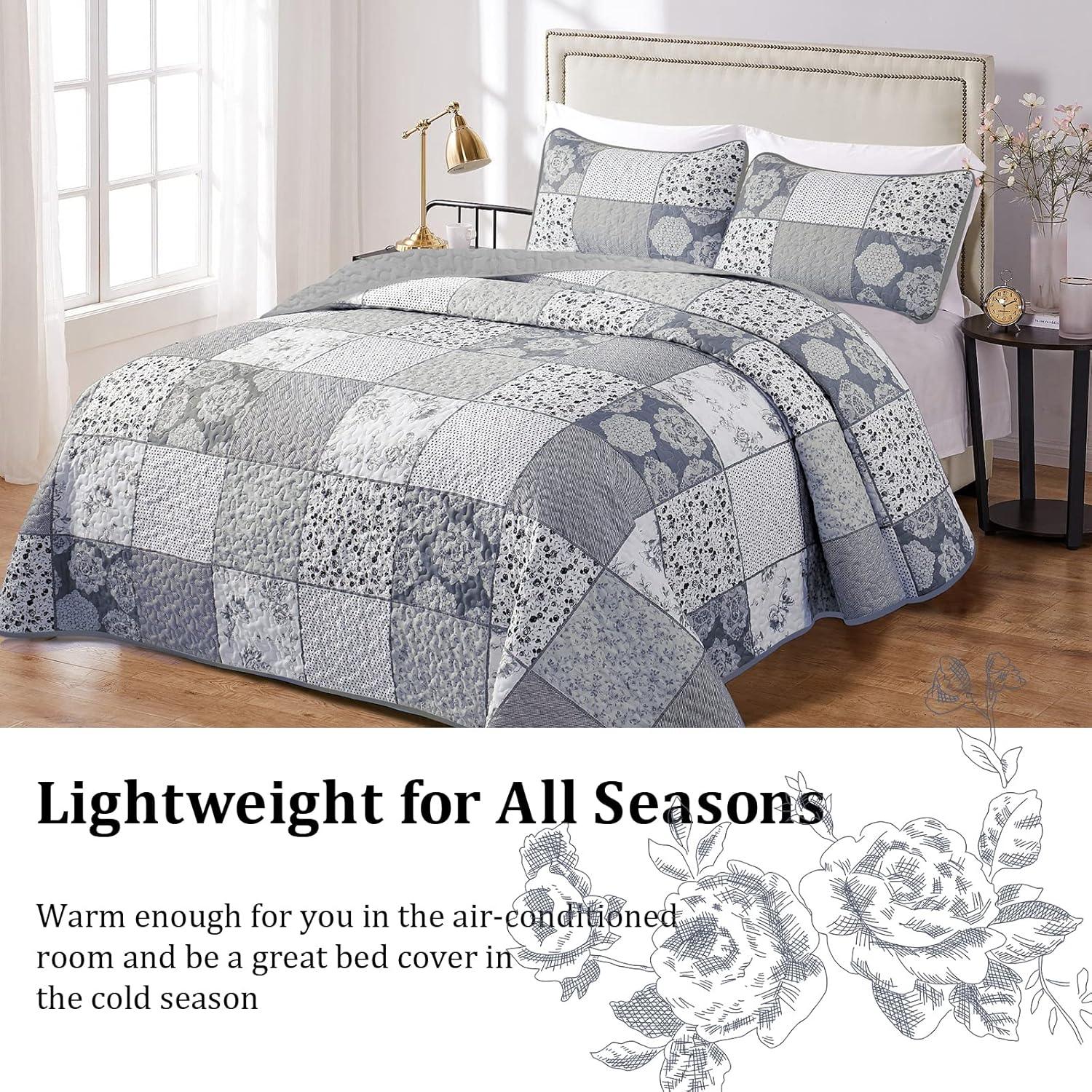 Nurturing Quilted Coverlet and Pillowcases Set: Perfect for Restful Sleep - Queen size