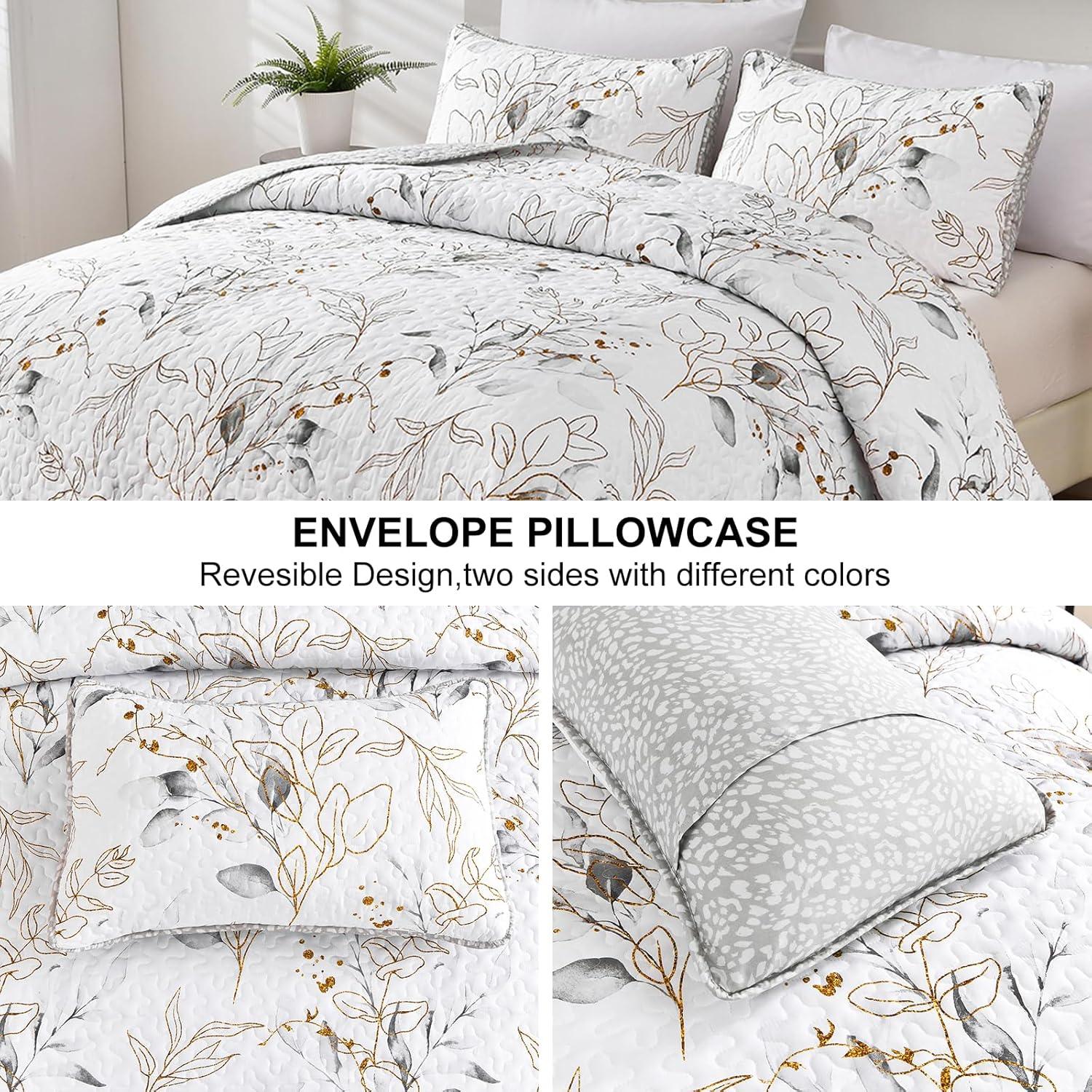 Breathtaking Quilted Coverlet and Pillowcases Set: Transform Your Bedroom's Look - Queen size - Harrogates