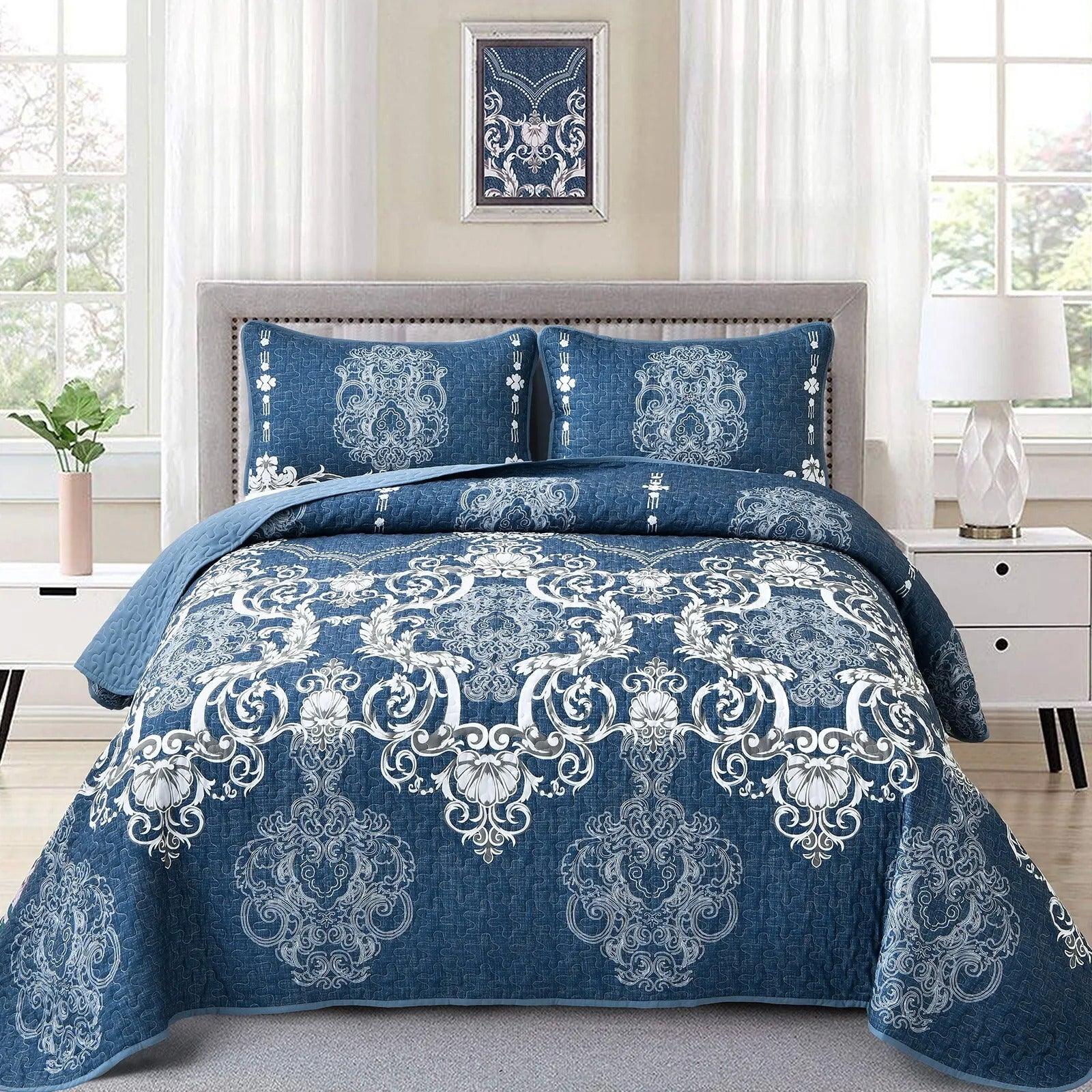 Alluring Quilted bedspread and pillowcovers set: Luxurious Bedroom Addition - Queen size - Harrogates