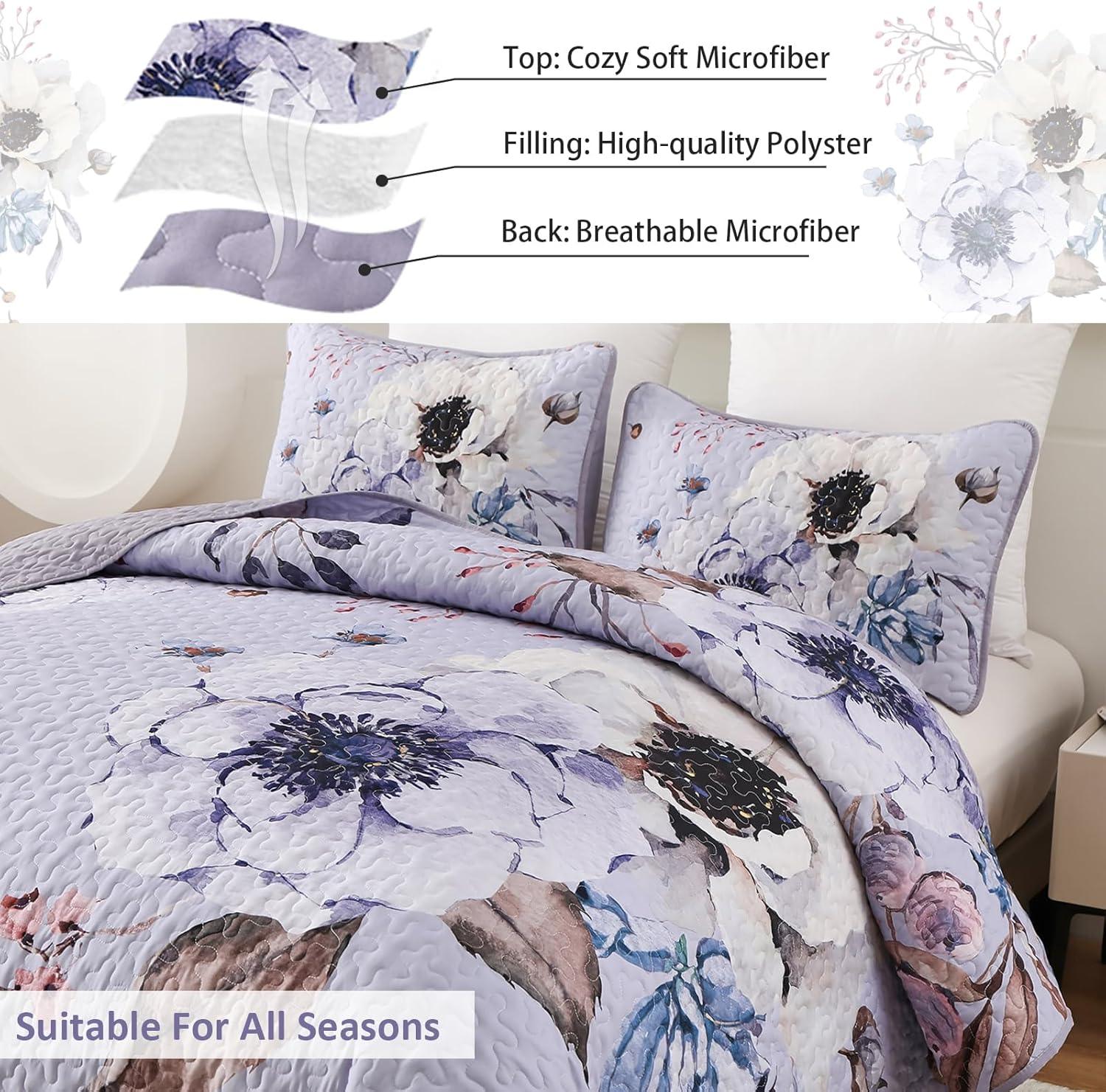 Beautiful Quilted coverlet and pillowcovers set: Comfortable and Versatile - Queen size - Harrogates