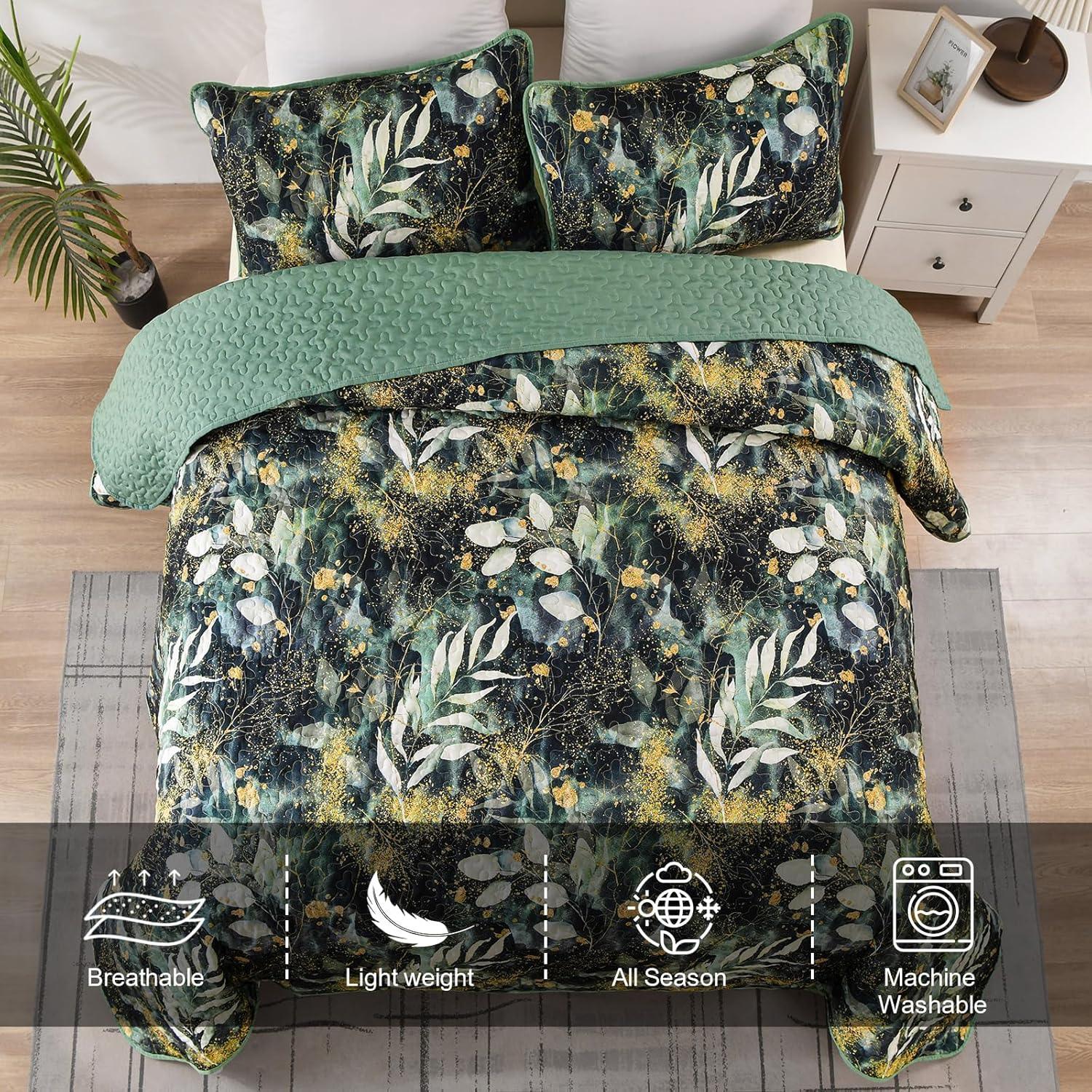 Lush Quilted coverlet and pillowcovers set: Soft and Cozy Feel - Queen size - Harrogates
