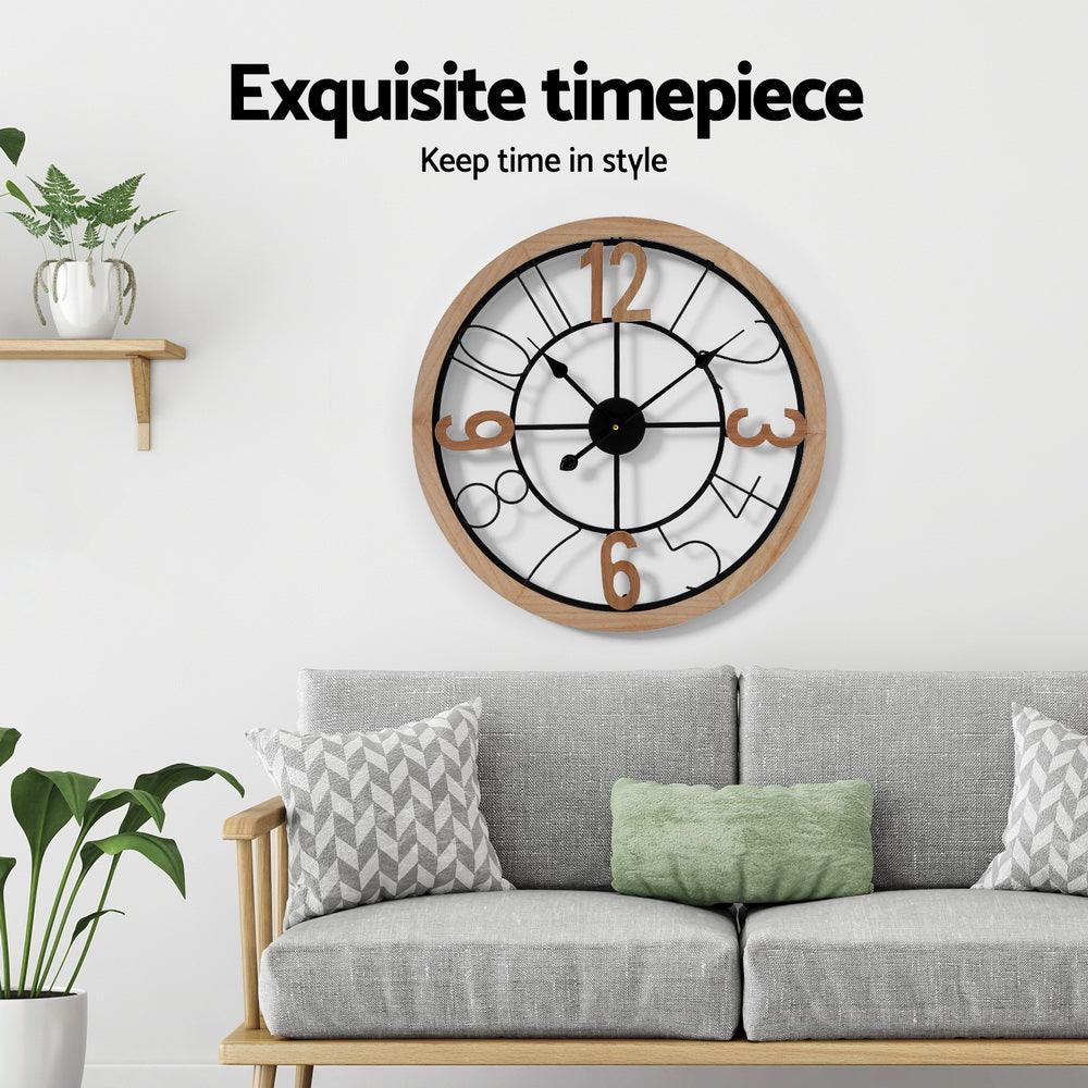 Artiss 60CM Wall Clock Wooden - Harrogates
