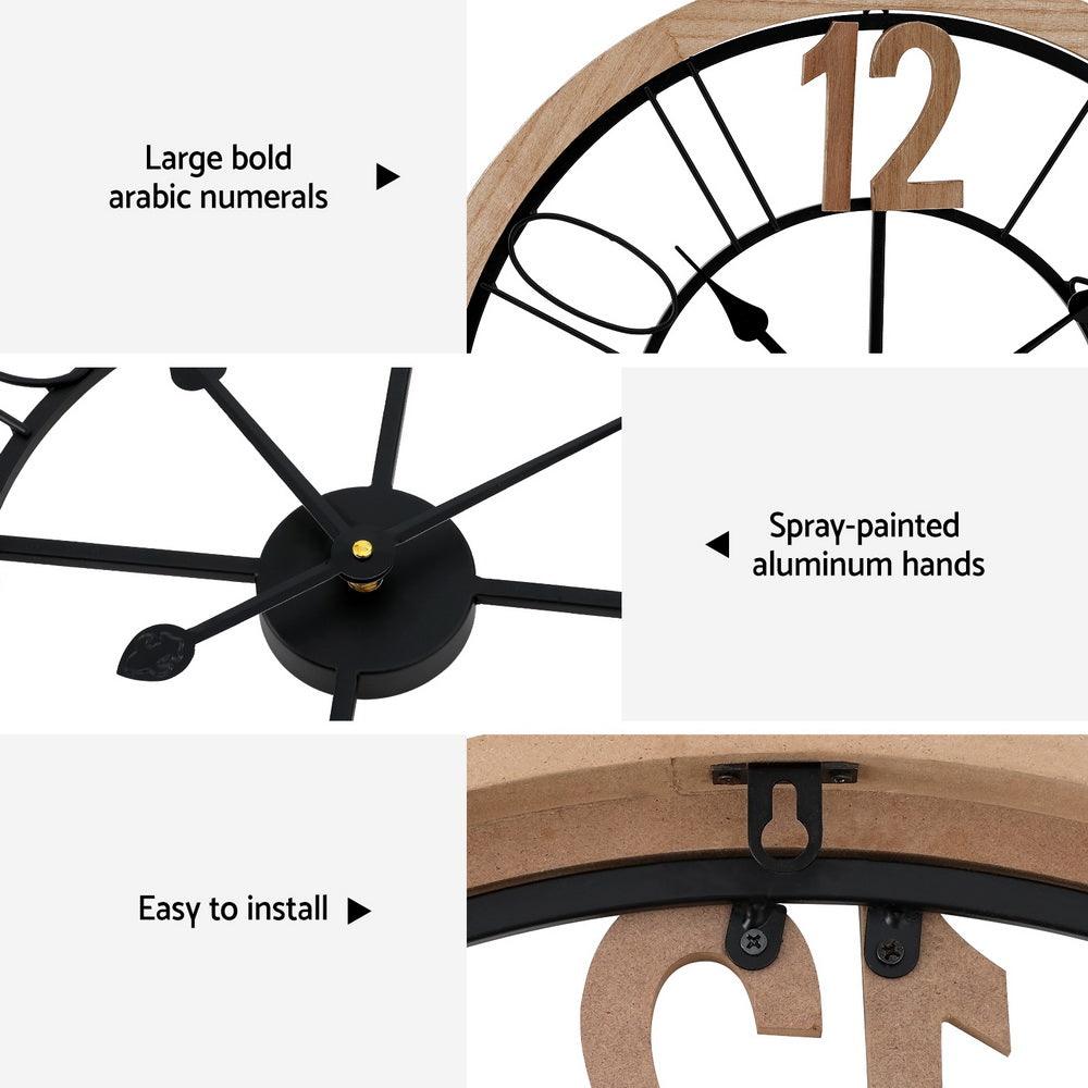 Artiss 60CM Wall Clock Wooden - Harrogates
