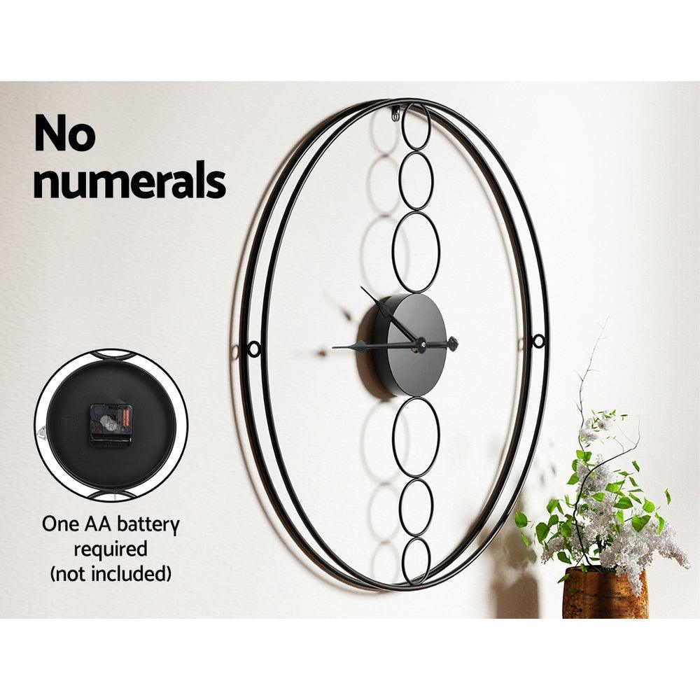 Artiss 75cm Wall Clock Large No Numeral Round Black - Harrogates